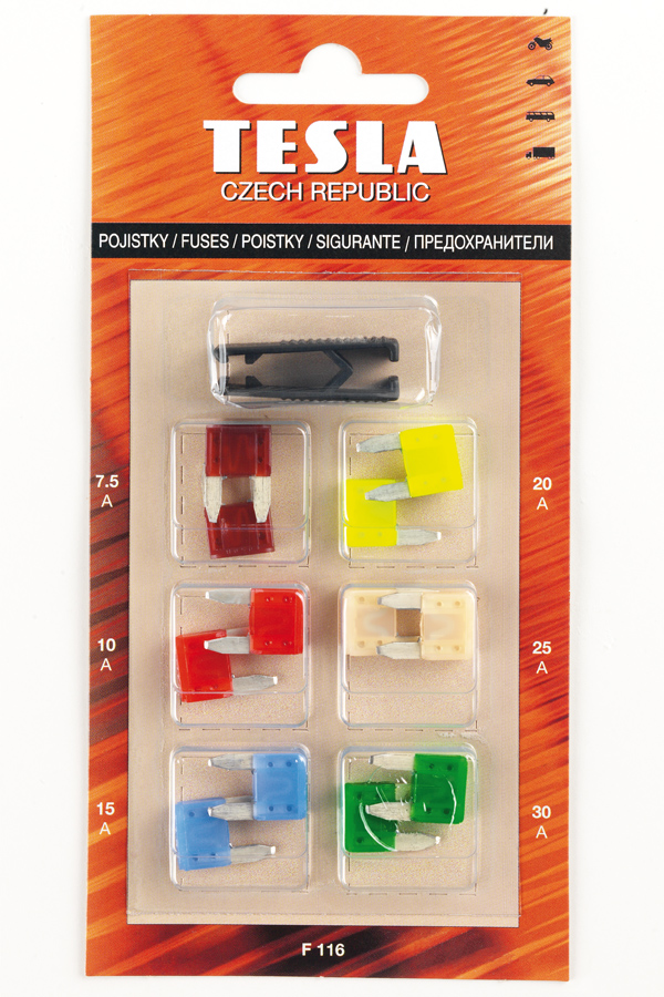 Купить Tesla F116 Предохранители MINI с пинцетом, комплект 12 шт.